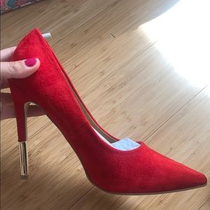 Red suede stiletto heels